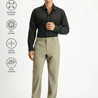 Medium Beige Techno-Line Regular Fit Standard Cut Canvas / Chino Trousers
