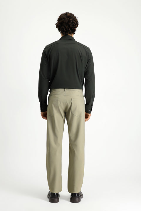 Medium Beige Techno-Line Regular Fit Standard Cut Canvas / Chino Trousers