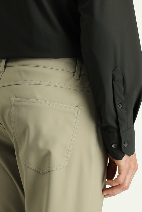 Medium Beige Techno-Line Regular Fit Standard Cut Canvas / Chino Trousers
