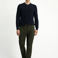 Orta Haki Regular Fit Beli Lastikli İpli Örme Jogger Pantolon