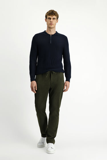 Orta Haki Regular Fit Beli Lastikli İpli Örme Jogger Pantolon