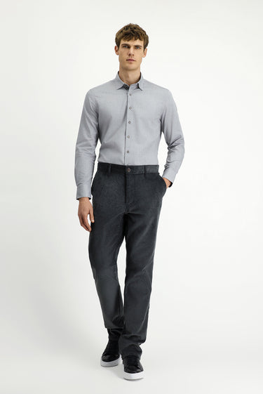 Açık Füme Uzun Kol Slim Fit Dar Kesim Desenli Pamuk Gömlek