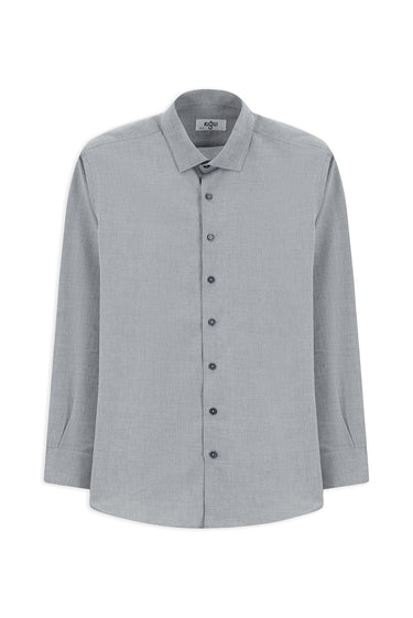 Açık Lacivert Uzun Kol Slim Fit Dar Kesim Desenli Pamuk Gömlek