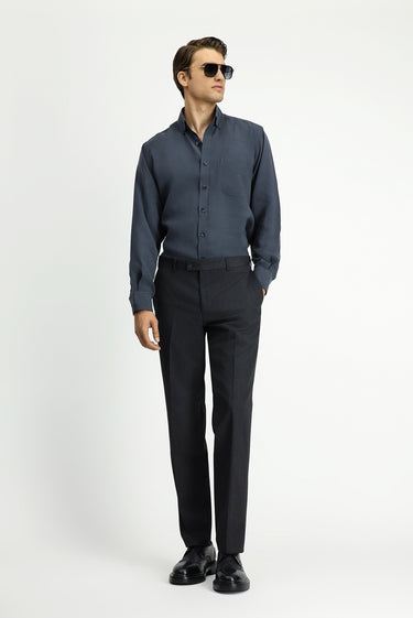 Orta Füme Uzun Kol Regular Fit Düğmeli Yaka Cepli Modal Karışımlı Gömlek