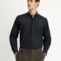Dark Anthracite Long Sleeve Regular Fit Patterned Button-Down Collar Cotton Lumberjack Shirt