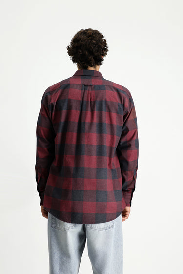 Açık Kırmızı Uzun Kol Regular Fit Spor Pamuk Ekose Oduncu Gömlek