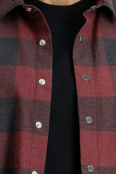 Açık Kırmızı Uzun Kol Regular Fit Spor Pamuk Ekose Oduncu Gömlek