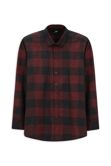 Açık Kırmızı Uzun Kol Regular Fit Spor Pamuk Ekose Oduncu Gömlek