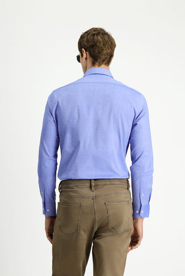 Koyu Mavi  Uzun Kol Slim Fit Dar Kesim Klasik Pamuklu Gömlek