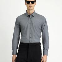 Orta Antrasit Uzun Kol Slim Fit Dar Kesim Pamuklu Gömlek