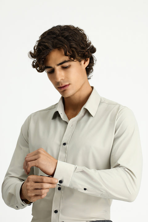 Stone Techno-Line Long Sleeve Slim Fit Classic Lycra Shirt
