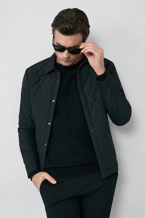 Black Snap-Button Quilted Seasonal Jacket