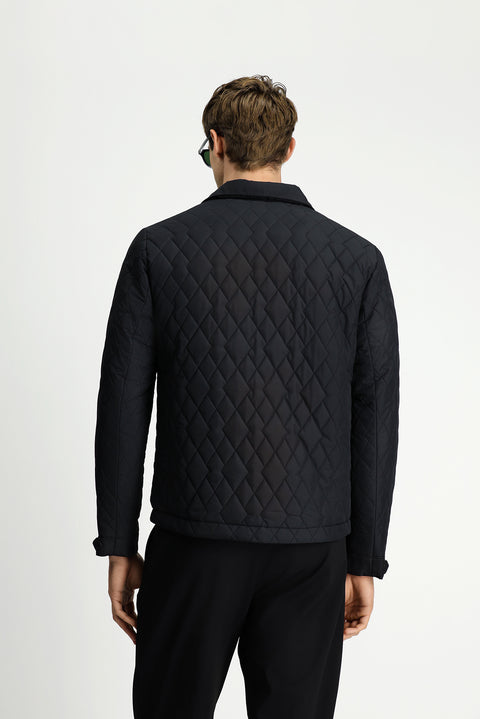 Black Snap-Button Quilted Seasonal Jacket