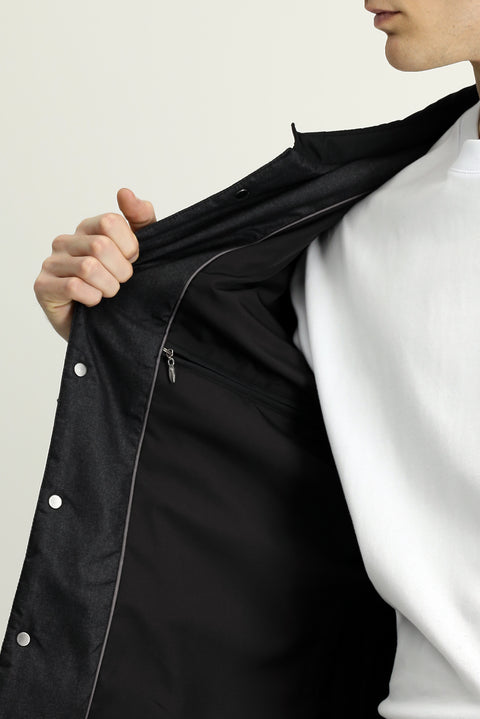 Black Snap-Button Quilted Seasonal Jacket