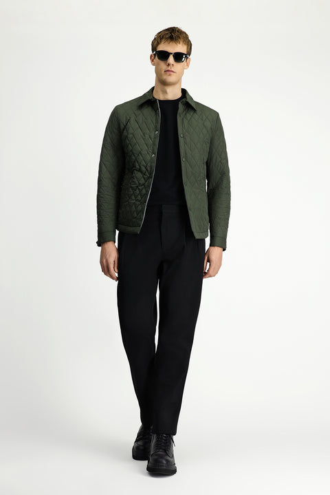 Medium Khaki Snap-Button Quilted Seasonal Jacket