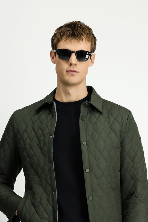 Medium Khaki Snap-Button Quilted Seasonal Jacket