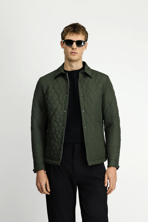 Medium Khaki Snap-Button Quilted Seasonal Jacket