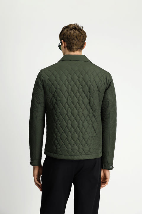 Medium Khaki Snap-Button Quilted Seasonal Jacket
