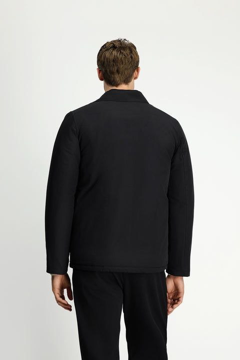Black Snap-Button Quilted Seasonal Cotton Jacket