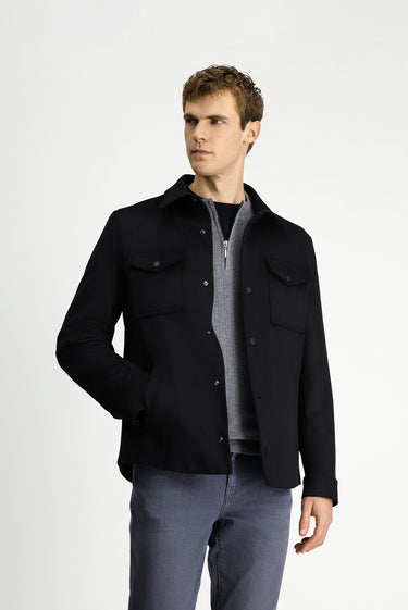 Siyah Çıtçıtlı Mevsimlik Pamuklu Gömlek / Mont