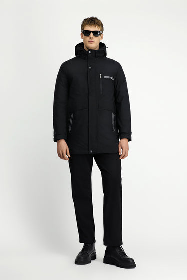 Siyah Kapüşonlu Spor Şişme Kaban