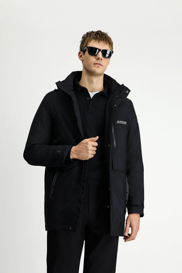 Siyah Kapüşonlu Spor Şişme Kaban