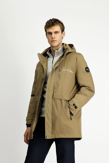 Açık Bej Kapüşonlu Spor Şişme Kaban