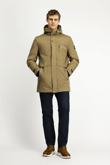 Açık Bej Kapüşonlu Spor Şişme Kaban