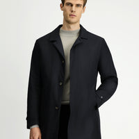 Black Buttoned Quilted Overcoat & Trench Coat