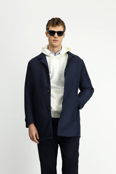 Orta Lacivert Kapitone Pardösü & Trençkot