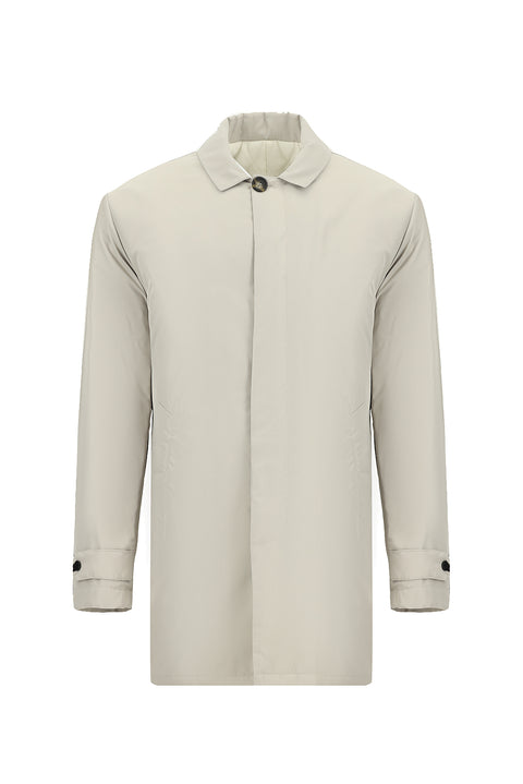 Stone Buttoned Quilted Overcoat & Trench Coat