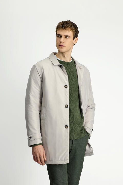 Stone Buttoned Quilted Overcoat & Trench Coat