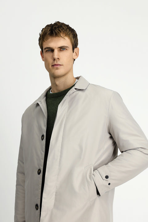 Stone Buttoned Quilted Overcoat & Trench Coat