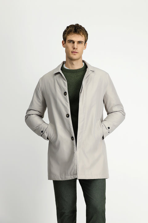 Stone Buttoned Quilted Overcoat & Trench Coat