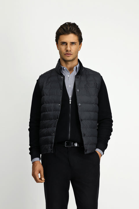 Black Buttoned Quilted Sports Vest