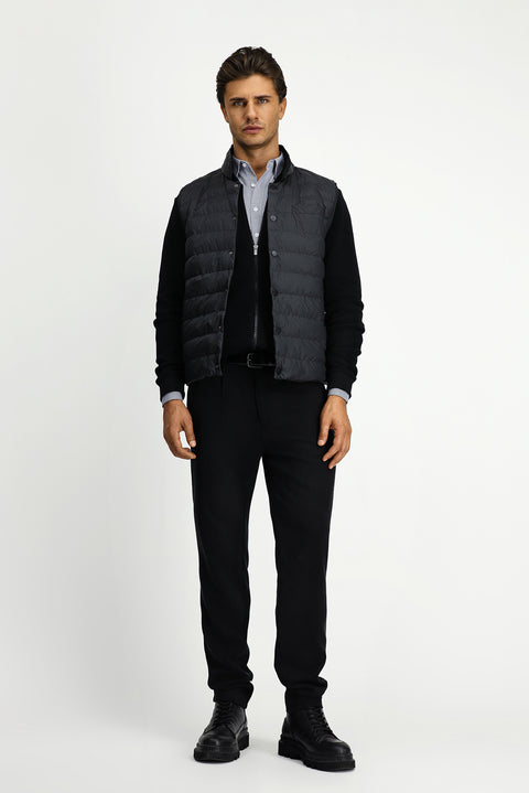Black Buttoned Quilted Sports Vest