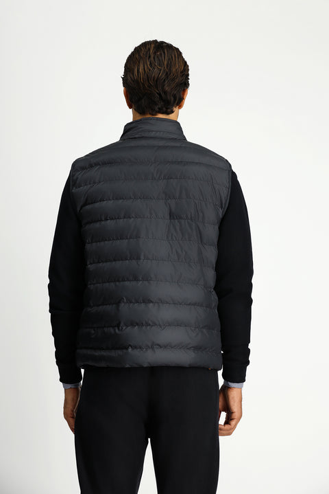Black Buttoned Quilted Sports Vest
