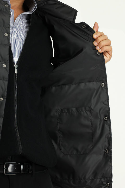 Black Buttoned Quilted Sports Vest