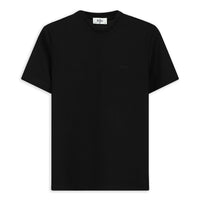Black Crew Neck Regular Fit Embroidered Lycra Stretch T-Shirt