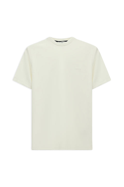 Off-white crew neck regular fit embroidered lycra stretchy t-shirt