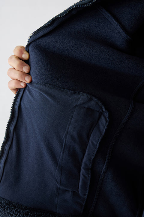 Koyu Lacivert Yarım Balıkçı Yaka Fermuarlı Cepli Sıcak Tutan Peluş Sweat Hırka
