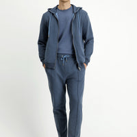İndigo Melanj Beli Lastikli İpli Cepli Pamuklu Sweatpant / Eşofman Altı