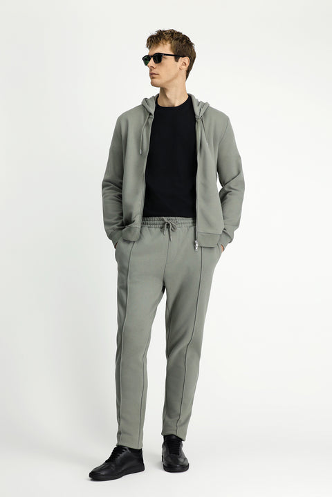 Light Khaki Cotton Sweatpants/Sweatpants with Elastic Waistband and Drawstring Pockets