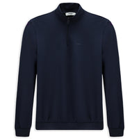 İndigo Yarım Balıkçı Yaka Regular Fit Nakışlı Fermuarlı Pamuklu Sweatshirt