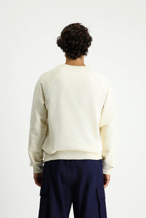Off-white Crew Neck Regular Fit Printed Cotton Sweatshirt