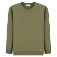 Medium Khaki Crew Neck Regular Fit Cotton Basic Sweatshirt