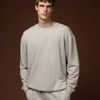 Stone Crew Neck Regular Fit Cotton Basic Sweatshirt