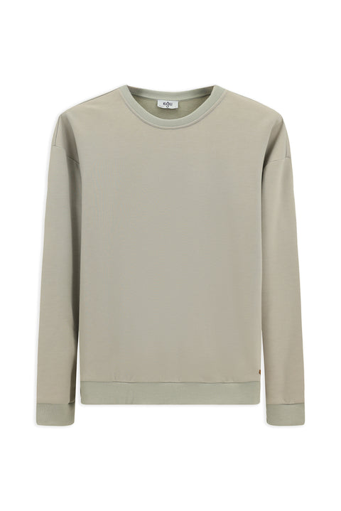 Stone Crew Neck Regular Fit Cotton Basic Sweatshirt