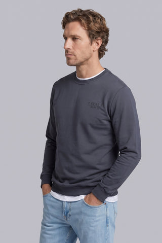 Koyu Füme Bisiklet Yaka Regular Fit Baskılı Pamuklu Sweatshirt