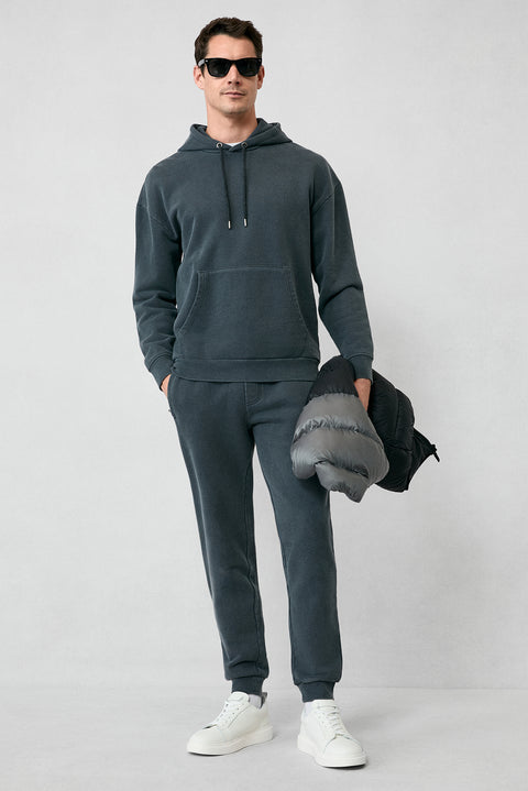 Orta Antrasit Kapüşonlu Oversize Ekstra Rahat Kesim Pamuk Sweatshirt